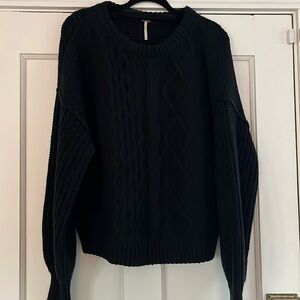 Free People navy cable knit sweater size M